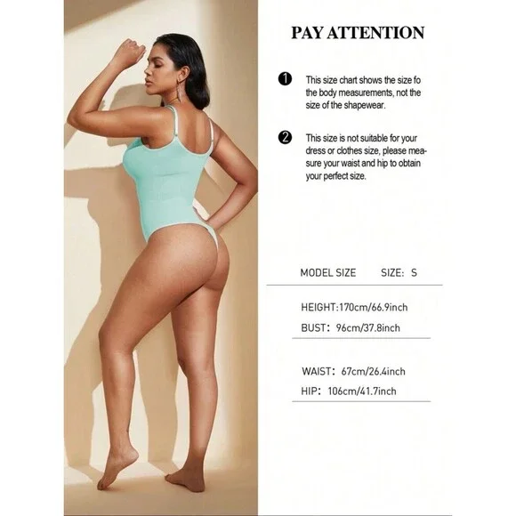 One Piece Tummy Control Seamless Thong Bodysuit Shaping Tank Top Slimming Mint M - Picture 7 of 15